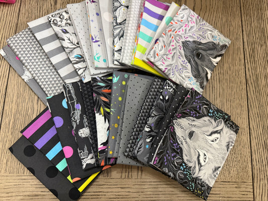 Tula Pink Graywork Fat Quarter Bundle with new Tula True Colors (24 pcs)