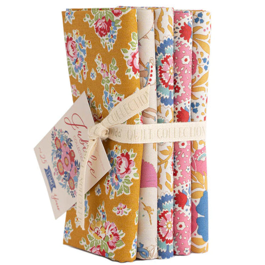 Tilda Jubilee Mustard and Pink Fat Quarter Bundle 5pcs