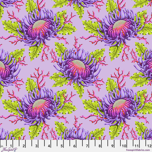 Tula Pink Floral Reef Friends & Anemones Ultraviolet purple