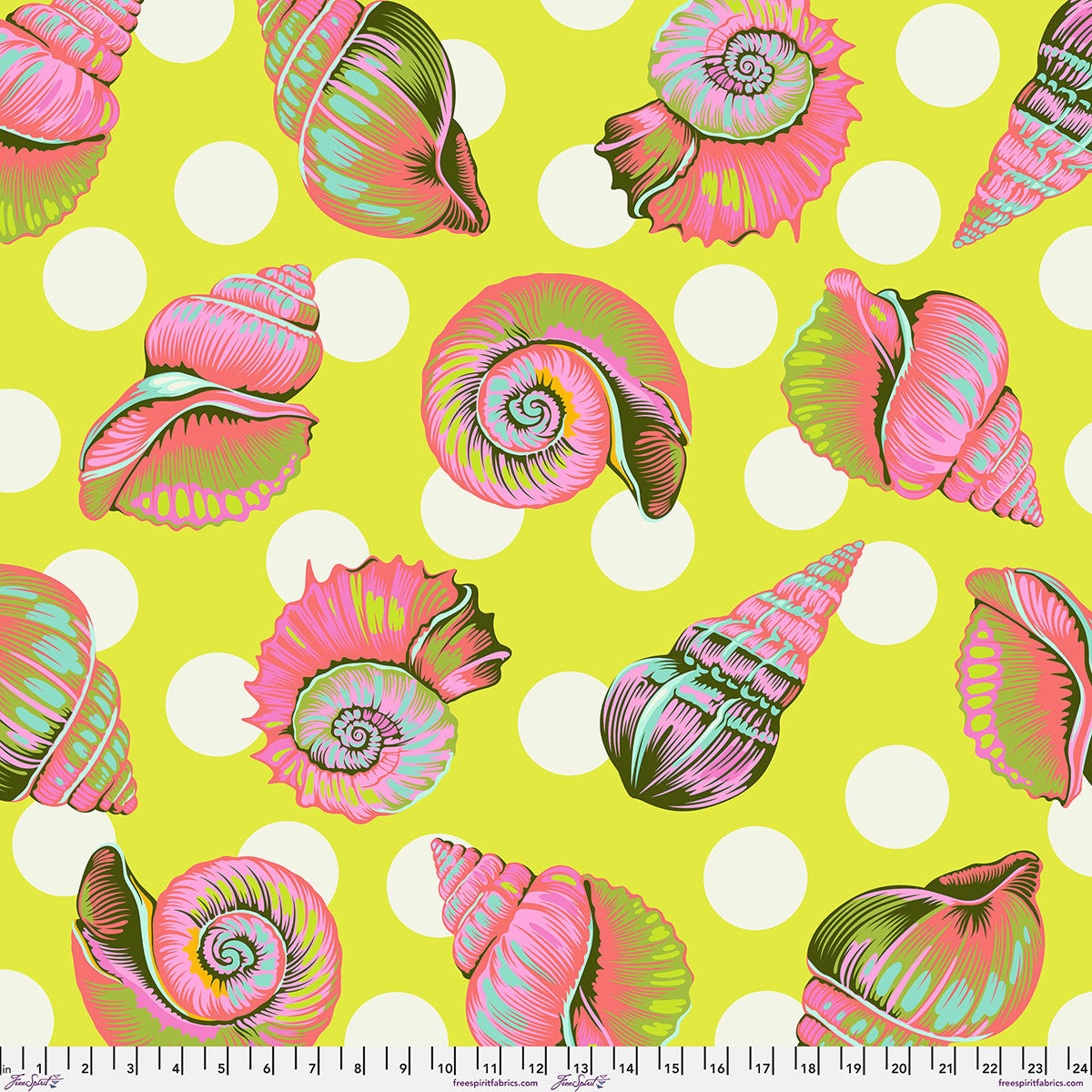 Tula Pink Floral Reef Big Shelly Seagrass yellow Backing 108