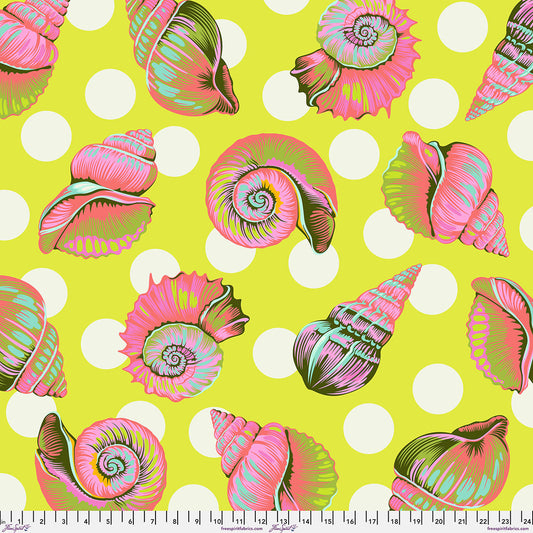 Tula Pink Floral Reef Big Shelly Seagrass yellow Backing 108