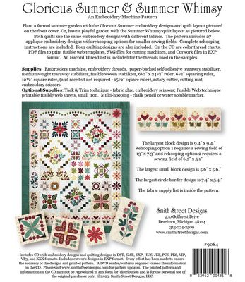 Glorious Summer Embroidery Machine Pattern by Smith Street Designs